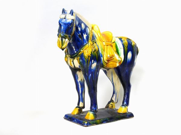 Glazed Terracotta Horse  - Auction Curiosities from the Home of a Collector - III - Maison Bibelot - Casa d'Aste Firenze - Milano
