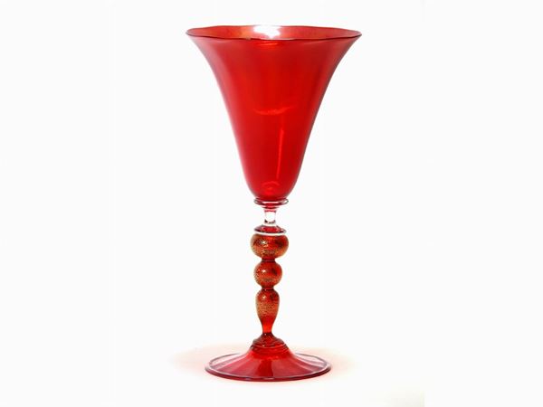 Ruby Red Blown Glass Chalice