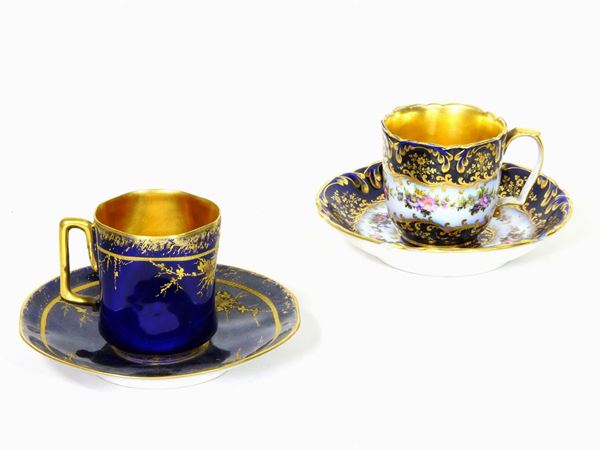 Two Painted Porcelain Coffee Cups
