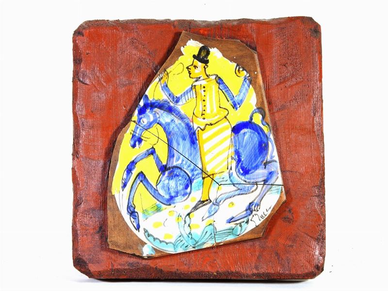Frammento di Formella in Terracotta Smaltata
