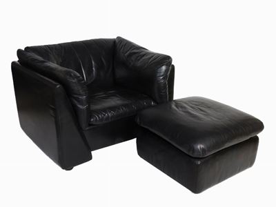 Coppia di Poltrone in Pelle Nera
