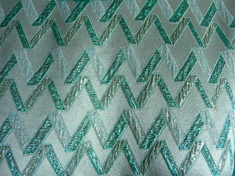Abito Lungo da Sera in Tessuto Grigio Lamã¨ Operato di Azzurro e Verde