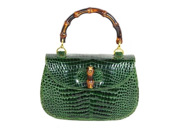 Crocodile bamboo Gucci handbag