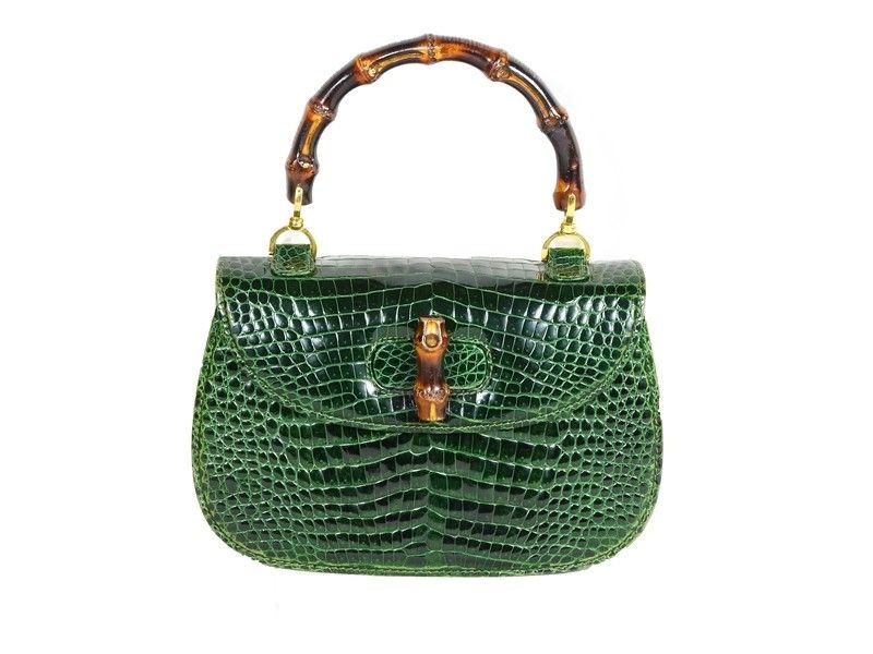 Borsa a Mano in Coccodrillo Verde