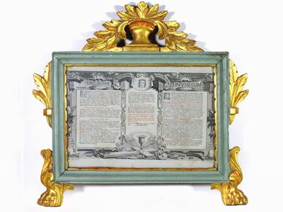 Cartagloria in Legno Intagliato, Dorato e Laccato Verde Acqua