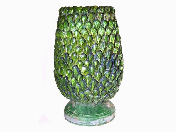 Grande vaso in terracotta smaltata verde