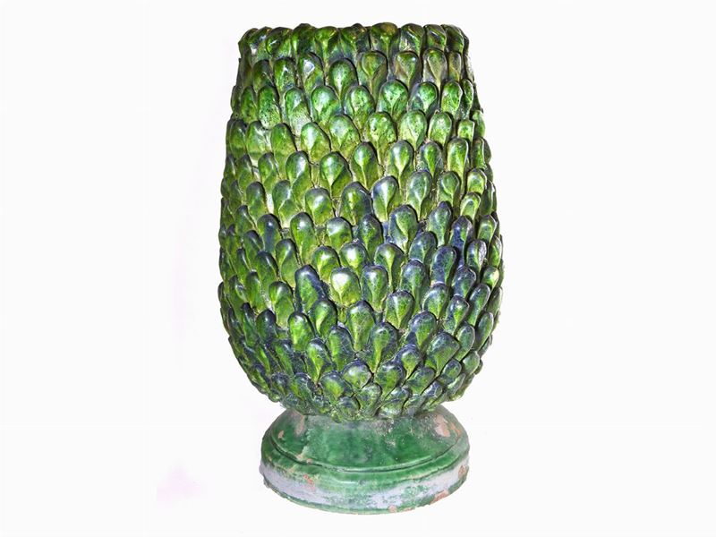 Grande Vaso in Terracotta Smaltata Verde