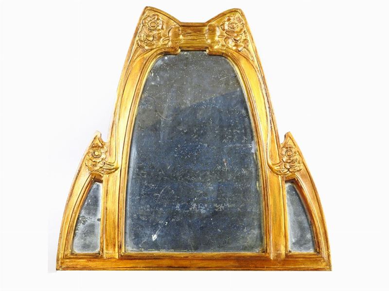 Piccola Specchiera in Legno Dorato