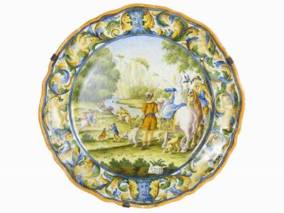 Piatto da Parata in Maiolica Policroma