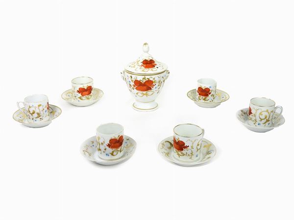 A Set of Six Painted Porcelain Coffee Cups  (Ginori Manufacture, early 19th Century)  - Auction Antique Furniture and Old Master Paintings from a house in Florence - II - Maison Bibelot - Casa d'Aste Firenze - Milano