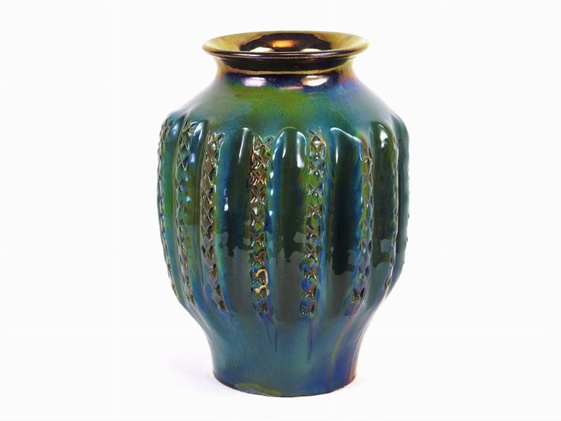 Vaso in Terracotta Smaltata a Lustro