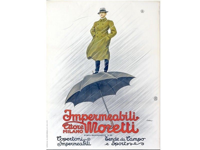 Manifesto Pubblicitario "impermeabili Moretti"