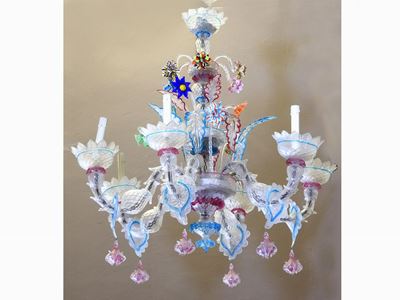 Lampadario in Vetro Soffiato Incolore