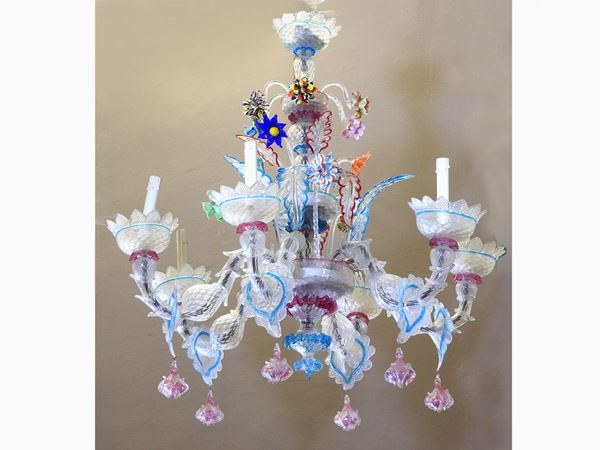 Uncoloured Blown Glass Chandelier  (Murano, first half of 19th Century)  - Auction Curiosities from the Home of a Collector - III - Maison Bibelot - Casa d'Aste Firenze - Milano