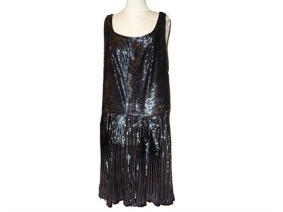 Abito "flapper" in Chiffon e Perline a Baguette Grigie
