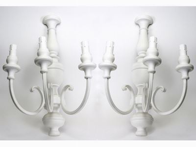 Coppia di Appliques in Legno e Metallo Laccato