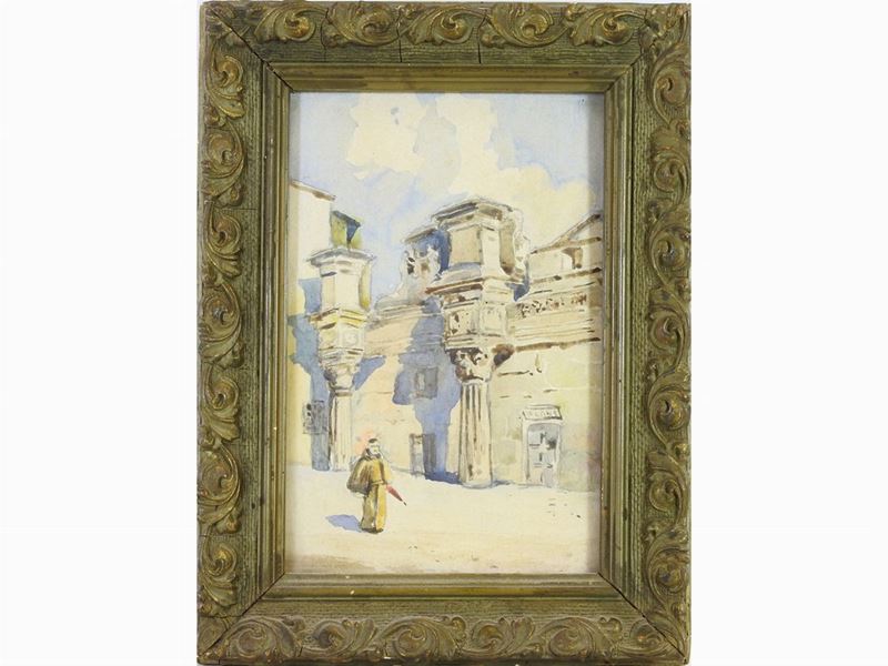 Scorcio di Città con Frate e Interno di Taverna con Personaggi