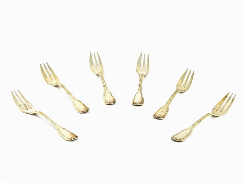 Serie di Sei Forchettine da Dolce in Argento