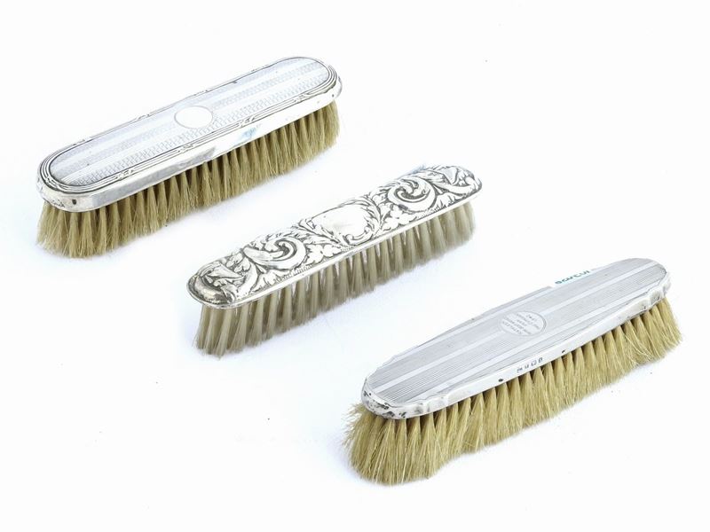 Tre Spazzole da Toilette in Argento