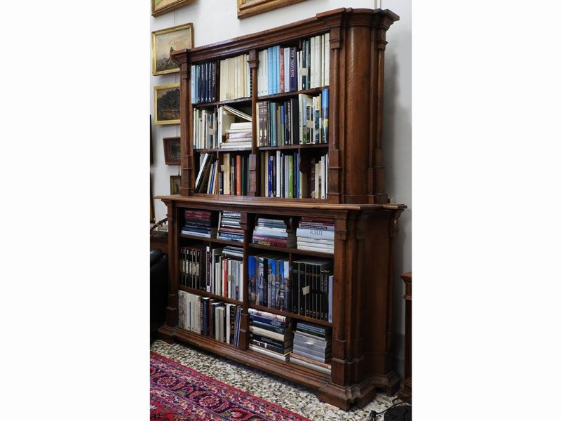 Libreria a Giorno a Due Corpi in Noce