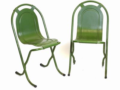 Serie di Quattro Sedie da Giardino in Metallo Laccato