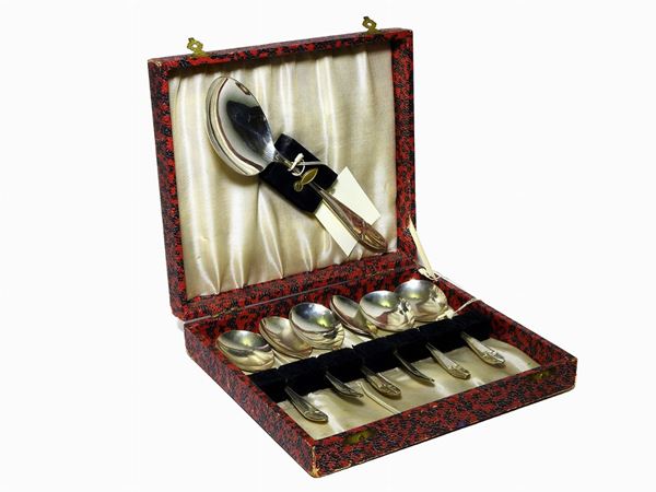 A Set of Six Silver-plated Dessert Spoons