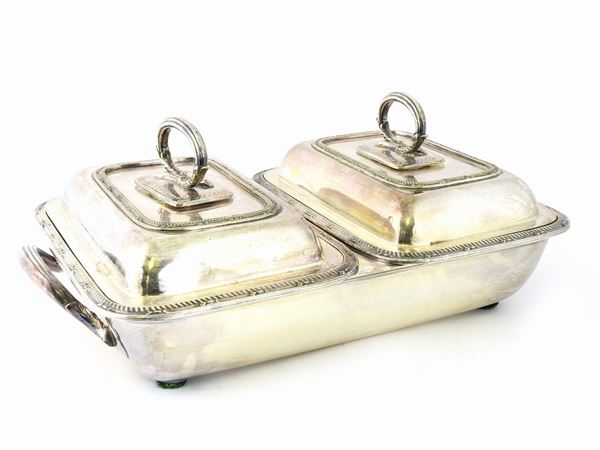 Silver-plated Double Serving Dish