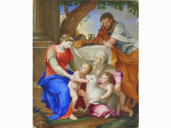 Scuola emiliano-romagnola dell'inizio del XVIII secolo - The Holy Family with St. John and St. Elizabeth
