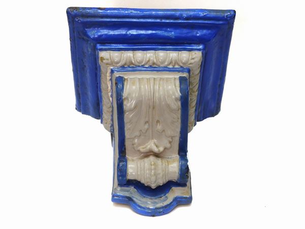 Glazed Terracotta Shelf  (Cantagalli Manufacture, 19th Century)  - Auction Antique Furniture and Old Master Paintings from a house in Florence - II - Maison Bibelot - Casa d'Aste Firenze - Milano