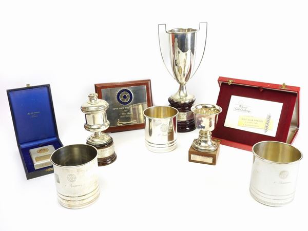 Lotto di trofei e coppe in argento del gioco del golf