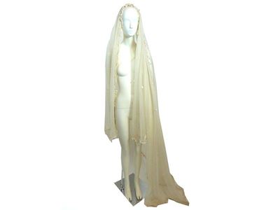 Velo da Sposa in Organza e Fiori Appllicati
