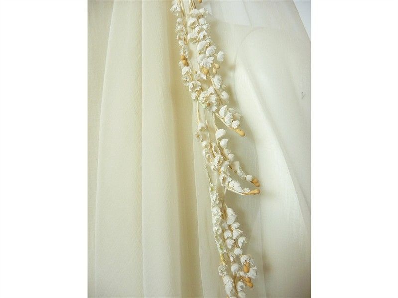 Velo da Sposa in Organza e Fiori Appllicati