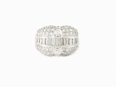 Anello a Fascia in Oro Bianco e Diamanti
