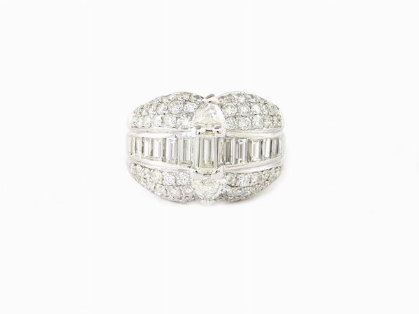 White gold band ring with diamonds
