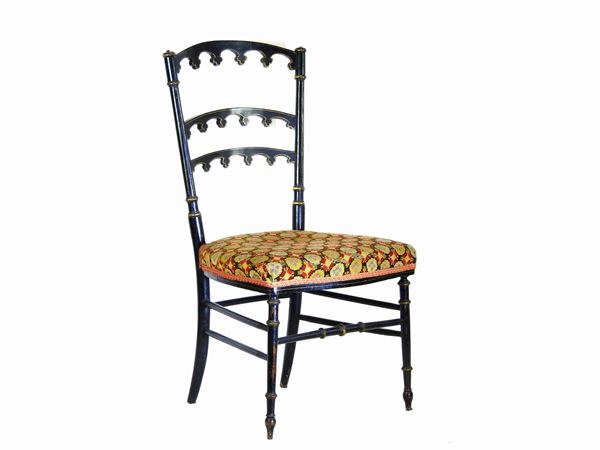 Ebonized Wooden Chiavari Chair  (19th Century)  - Auction Antique Furniture and Old Master Paintings from a house in Florence - II - Maison Bibelot - Casa d'Aste Firenze - Milano