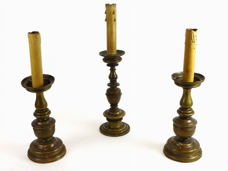 Coppia di Torciere in Bronzo Dorato