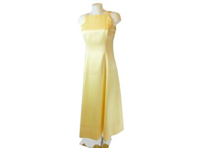 Abito Lungo da Sera in Seta Giallo Pastello