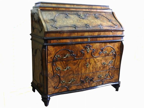 Burr Walnut Vennered Fall Front Chest of Drawers