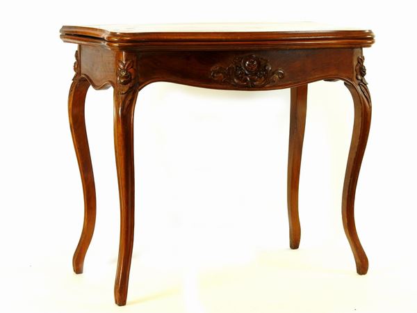 Pair of Walnut and Burr Walnut Folding Gaming Table