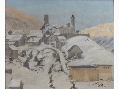 Paesaggio Innevato e Paesaggio Toscano con Contadina