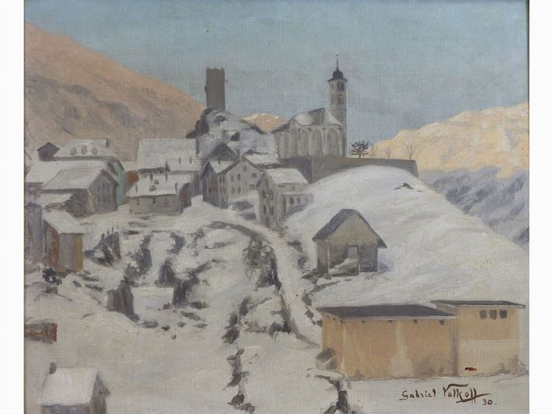Paesaggio Innevato e Paesaggio Toscano con Contadina