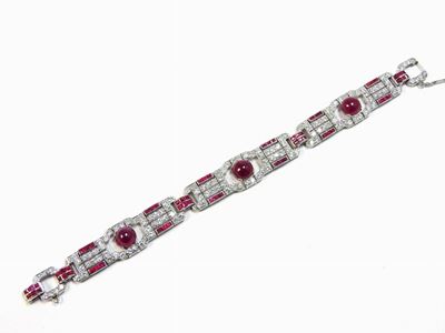 Bracciale in Platino con Diamanti e Rubini