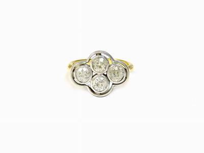 Anello in Oro Bianco, Giallo e Diamanti