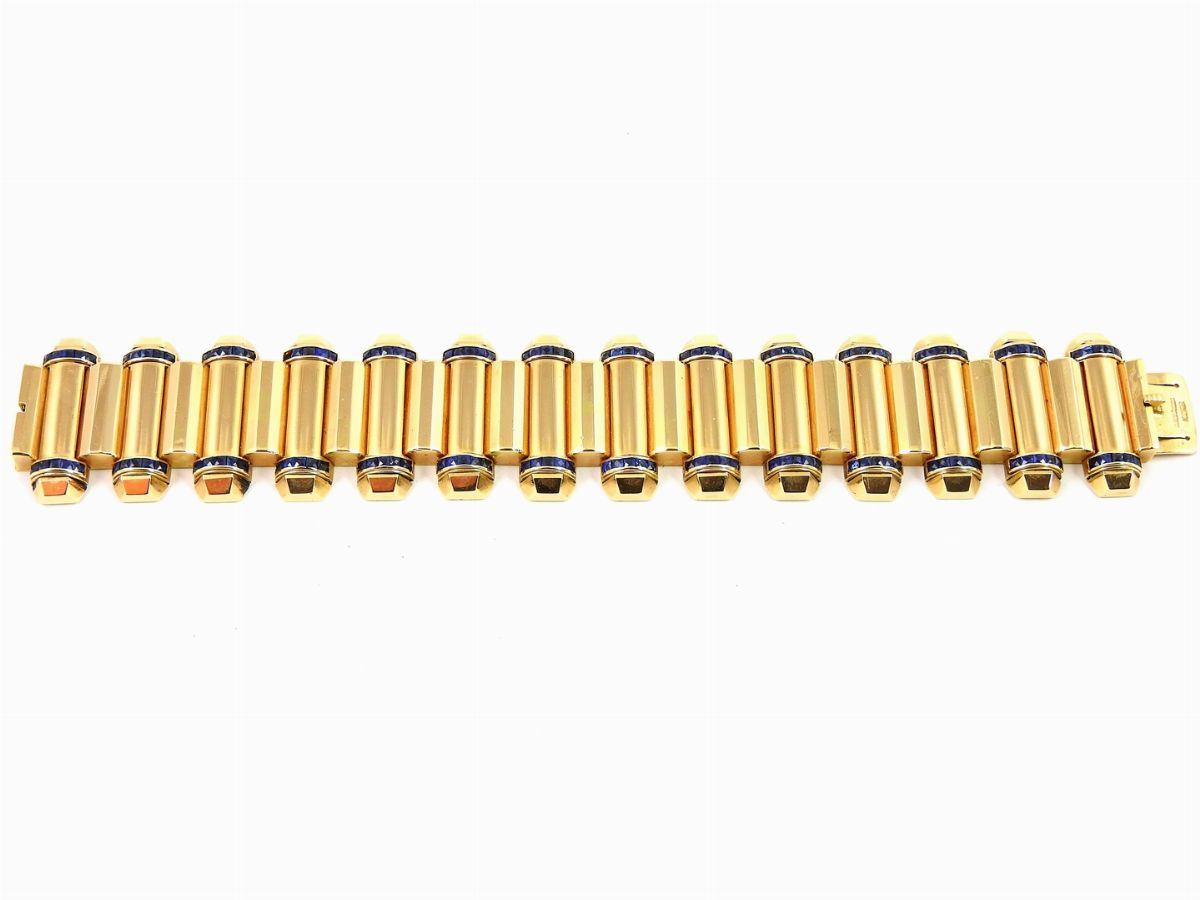 Bracciale in Oro Giallo e Zaffiri Carré