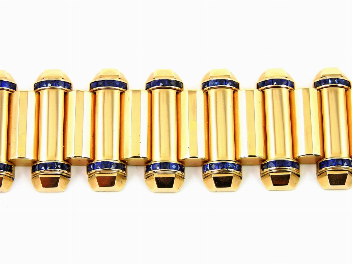 Bracciale in Oro Giallo e Zaffiri Carré
