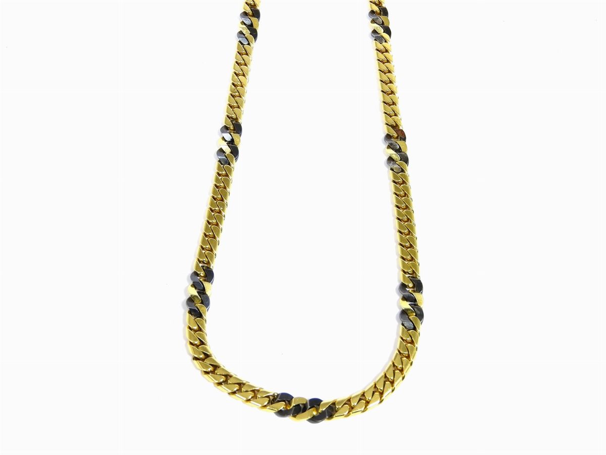 Catena Maglia Grumetta in Oro Giallo e Acciaio