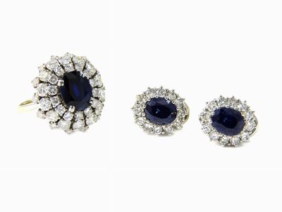 Parure in Oro Bianco, Diamanti e Zaffiri