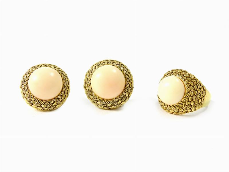 Parure in Oro Giallo e Corallo