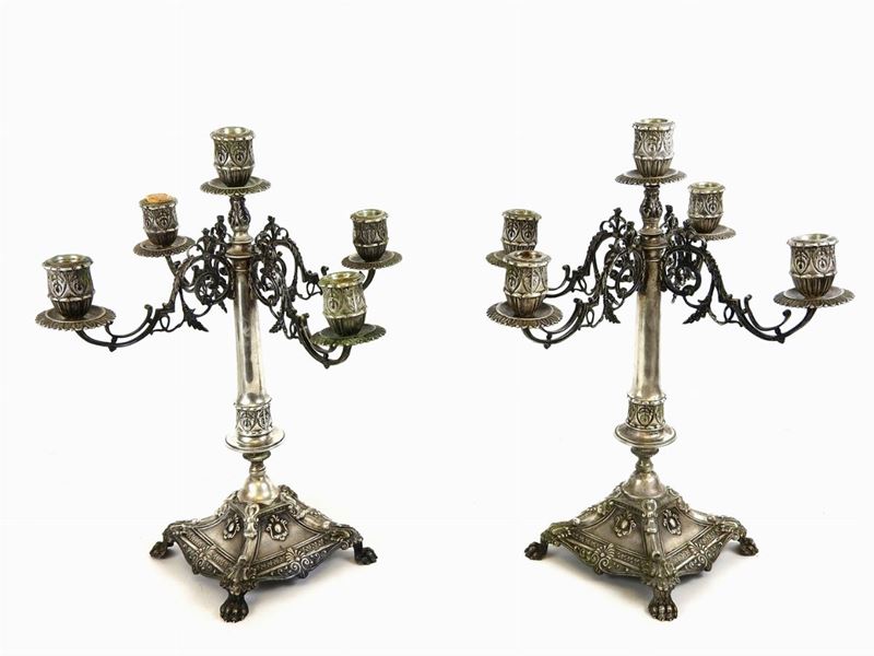 Coppia di Candelabri in Argento