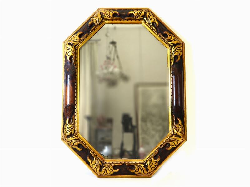 Specchiera in Legno Laccato e Dorato